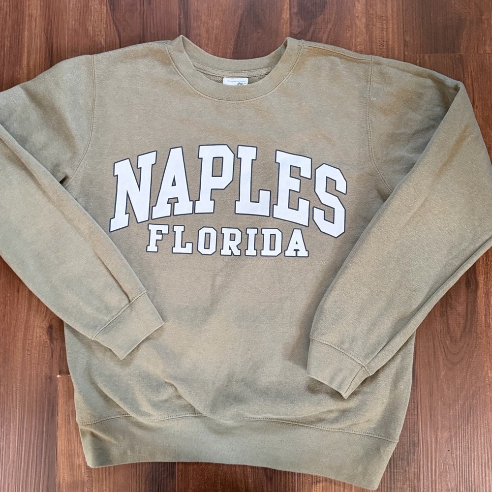 Naples Florida Sweatshirt S Olive Green Crewneck Pacific & Co Souvenir Hoodie